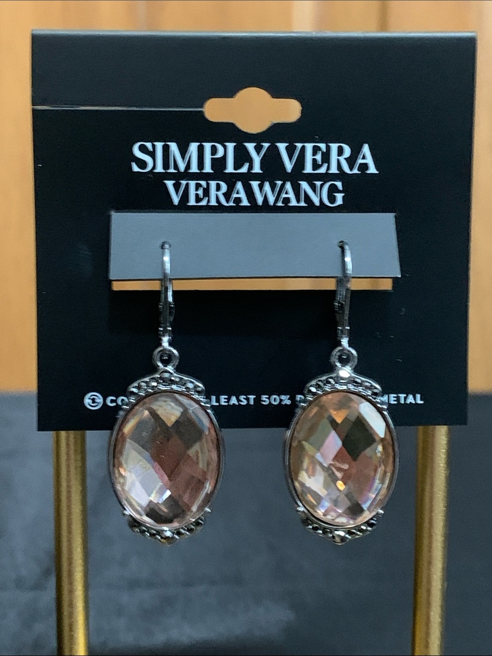 NWT Simply Vera Vera Wang silver tone champagne stone earrings